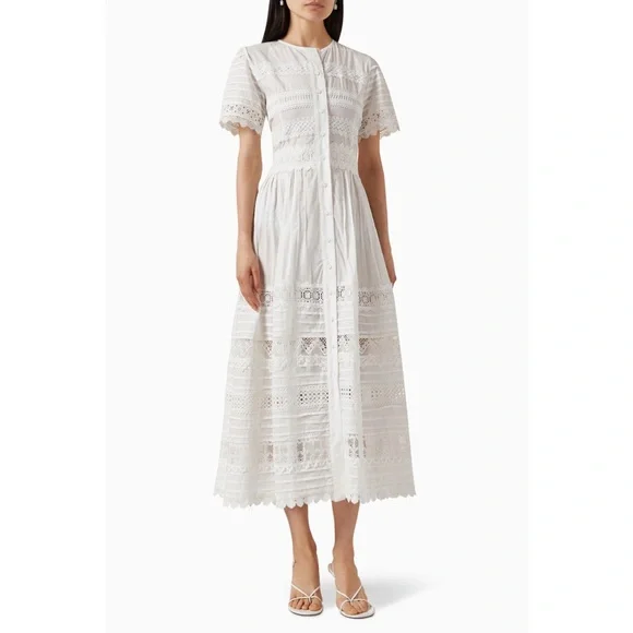 NWT Waimari Camila Lace Embroidered Maxi Dress in Pure White - Picture 3 of 13